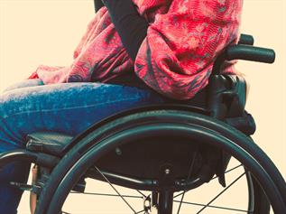 Injury victim in wheelchair